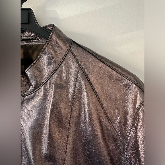 Boss Hugo Boss Silver Metallic Lamb Leather Jacket - Picture 9 of 12